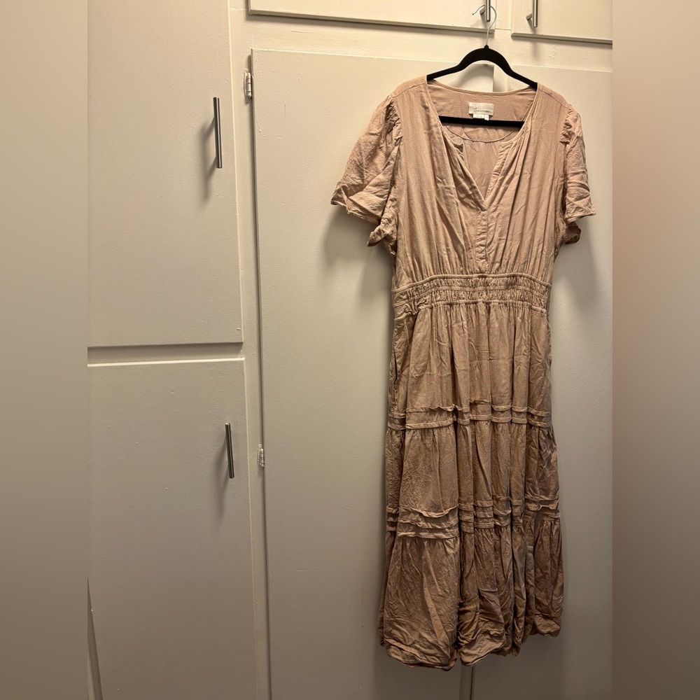 Somerset Linen Blend Maxi Dress | Anthropologie | 2X | Natural - Picture 7 of 8